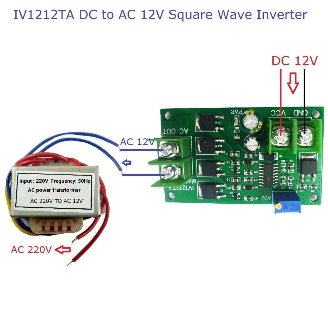 12V to 220V Inverter Kit – 12W 50Hz Square Wave Signal Generator Module for DIY Electronic Projects & Power Conversion IV1212TA TB459