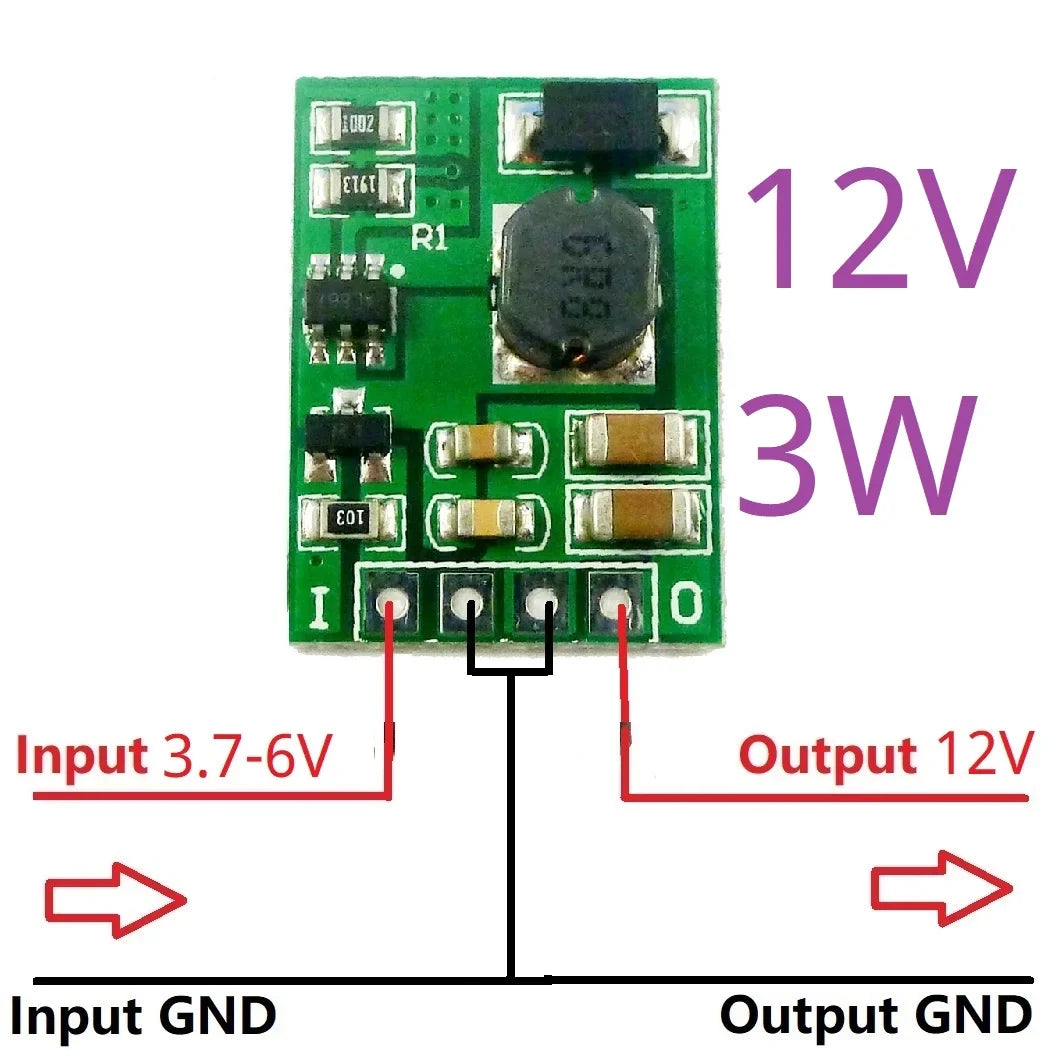 3.7V to 5V/6V/9V/12V DC-DC Boost Converter – Step-Up Voltage Regulator Module DDEN12MB_3400 for 18650 Li-ion Li-Po Battery Portable Power DIY