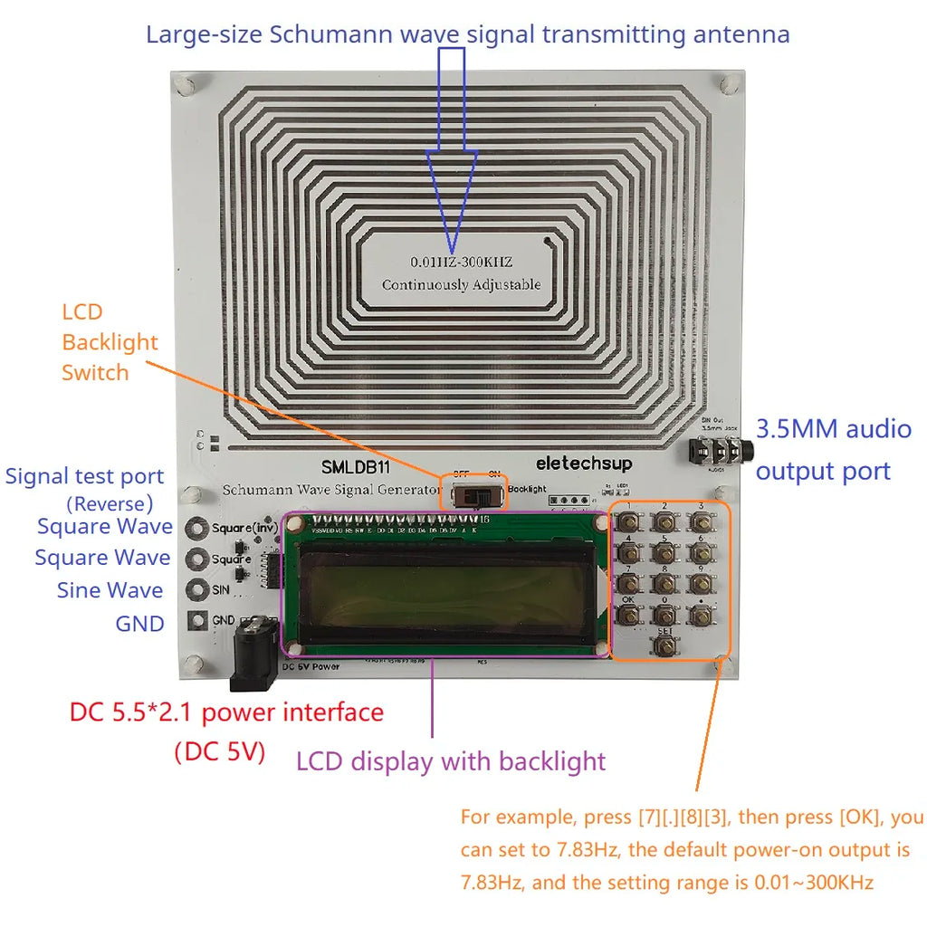 SMLDB11 PRO 0.01-300KHz Schumann Resonance Generator – 7.83Hz Continuously Adjustable Pulse Square Wave for Sleep Aid Meditation Healing