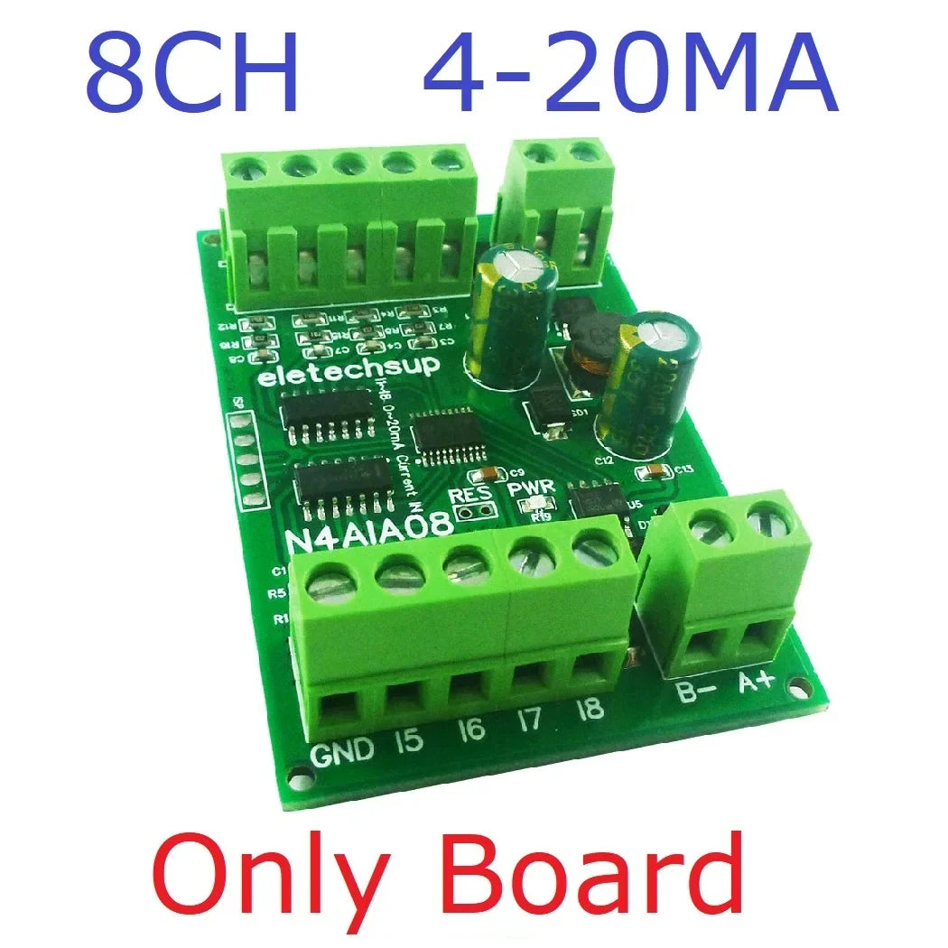 N4AIA08 N4AIB16 N4AIC24 8-24CH 4-20mA Current Transducer – RS485 Modbus RTU Analog Input Module with 12-bit ADC for PLC SCADA