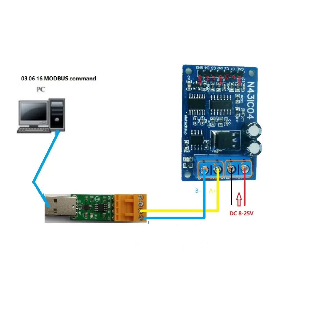 N43VD04 N43IC04 4CH 4-20mA/0-10V Analog Input Module – RS485 Modbus RTU ADC Data Acquisition Board for PLC SCADA Industrial Automation