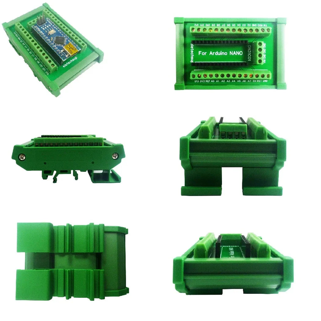 DN31C01 DIN Rail Mount Screw Terminal Adapter – 3.96mm Breakout Board for Arduino Nano V3.0 with DIN35 Rail for Industrial Control
