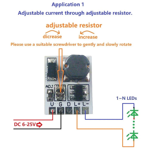 10PCS DC 12V-24V Constant Current PWM LED Dimmer Driver – 0-910mA Adjustable Output Module LD24AJTA_MINI for Arduino ESP32 Lighting Control