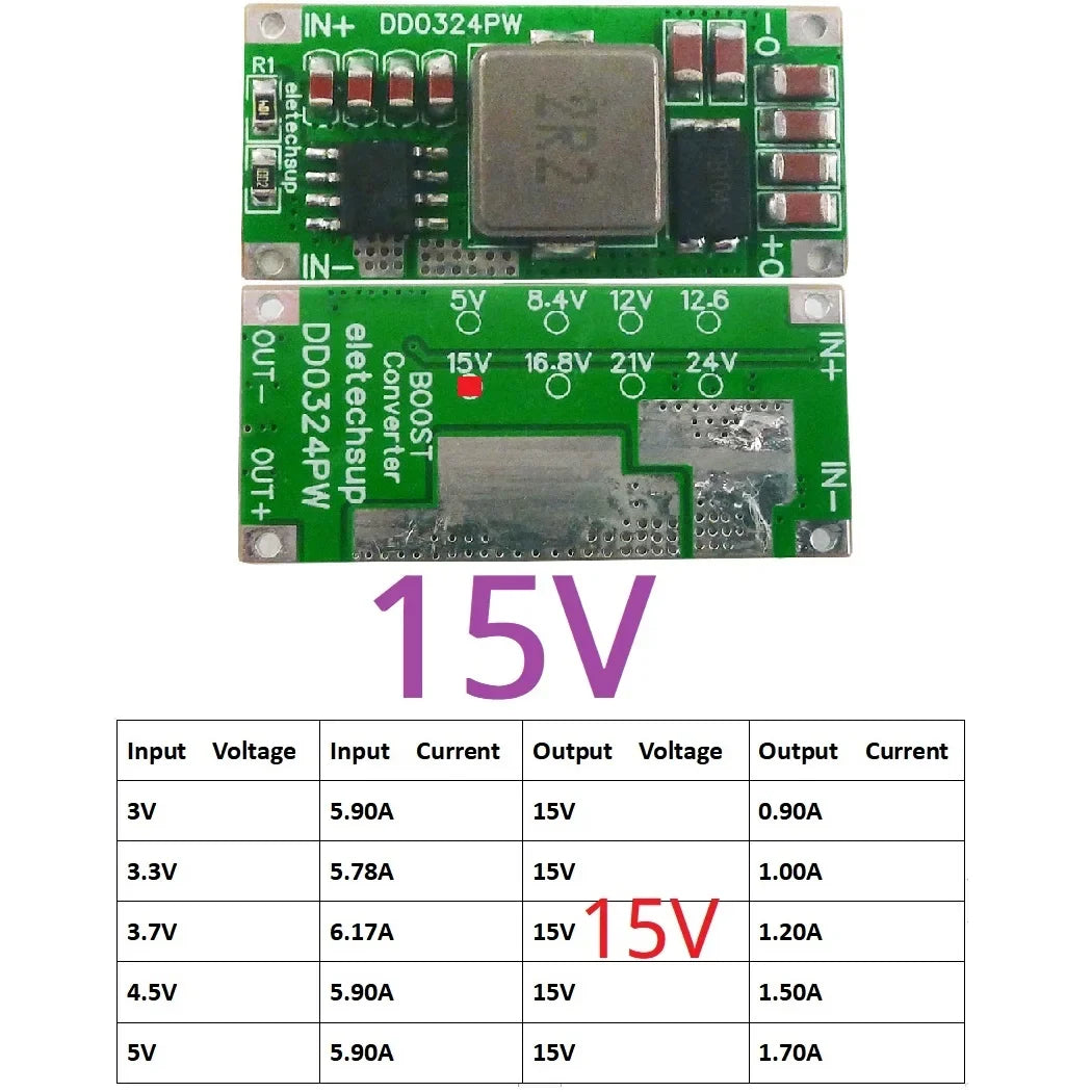 DD0324PW 25W DC-DC Boost Converter Module 3.7V 4.2V 5V Input to 5V 8.4V 12V 12.6V 15V 16.8V 21V 24V Voltage Regulator