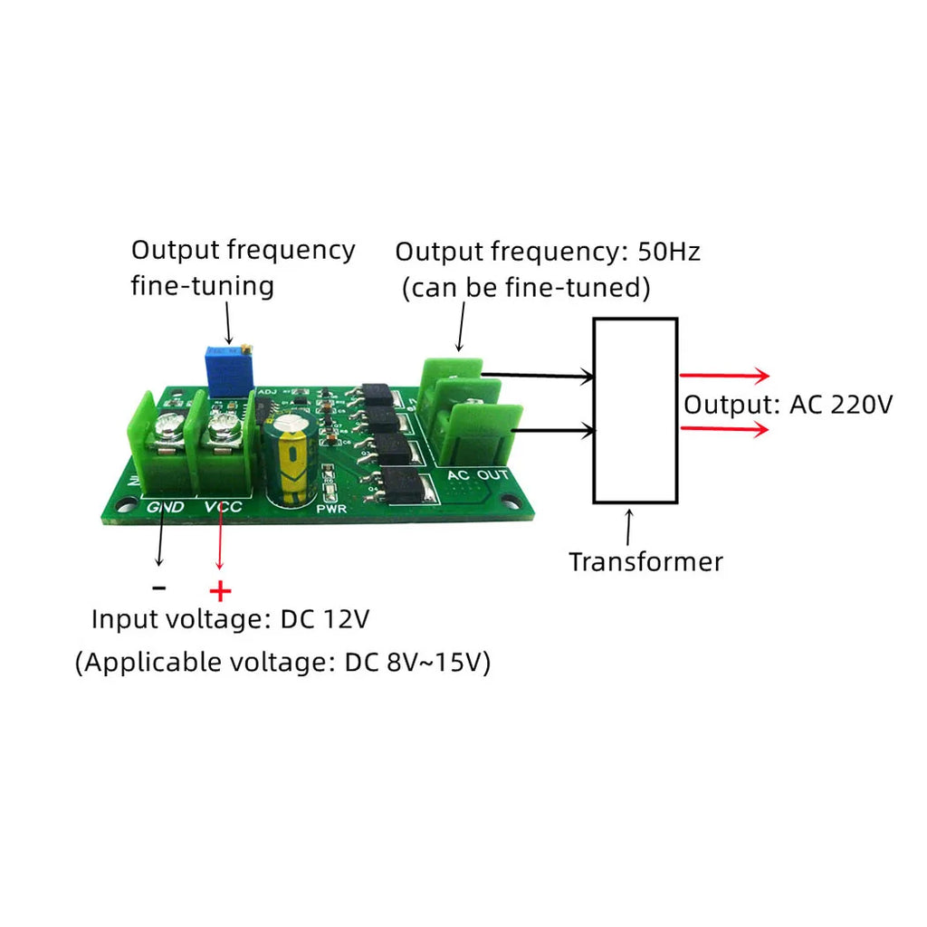 12V to 220V Inverter Kit – 12W 50Hz Square Wave Signal Generator Module for DIY Electronic Projects & Power Conversion IV1212TA TB459
