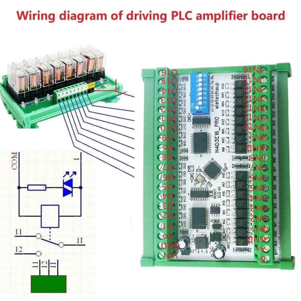 N4D3E16_PRO 16CH Bidirectional Remote Control Module RS485 Modbus RTU DIP Switch Setting No PC Needed PLC Expansion Board