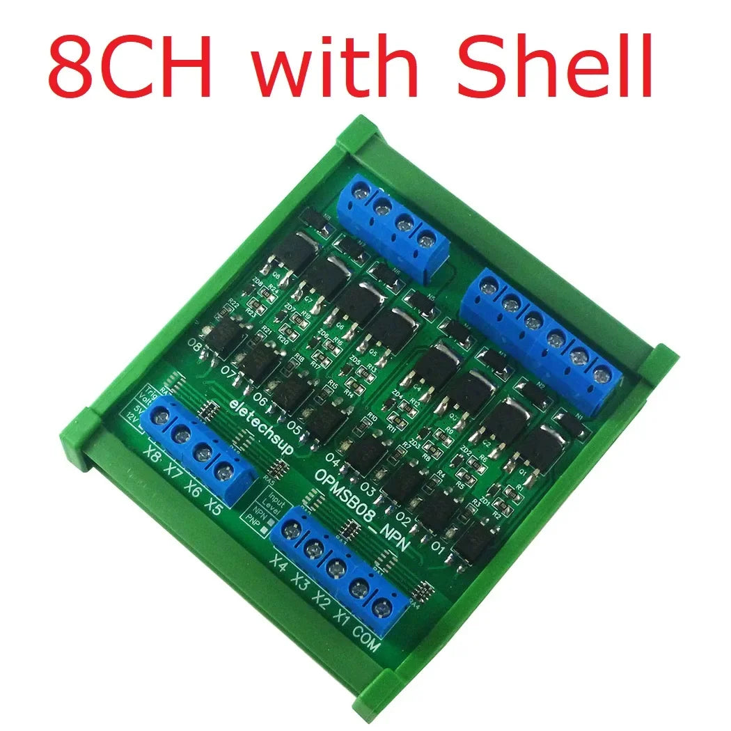 OPMSA04 OPMSB08 OPMSC12 OPMSD16 4-16CH 5A PLC Signal Amplifier Board – DC 3.3-24V NPN/PNP Logic Level Converter with Opto-Isolation & MOS Output for Industrial Automation