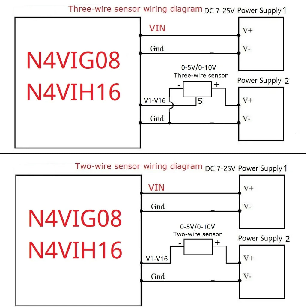 N4CID08 N4VIG08 8AI Multifunction Analog Input Module – 0-5V/0-10V/4-20mA to RS485 Modbus RTU ADC Collector with 2.54mm Pin Header for PLC SCADA