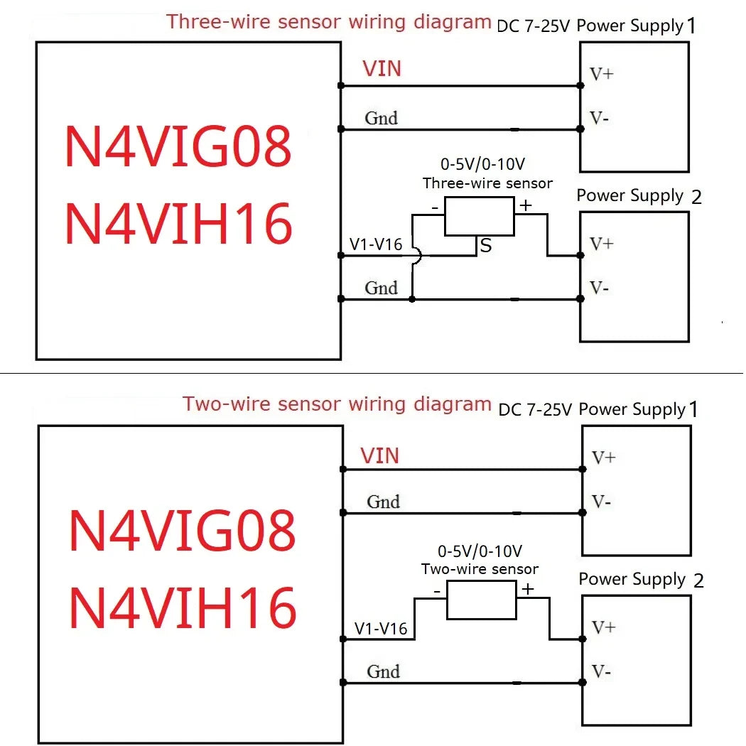 N4CID08 N4VIG08 8AI Multifunction Analog Input Module – 0-5V/0-10V/4-20mA to RS485 Modbus RTU ADC Collector with 2.54mm Pin Header for PLC SCADA
