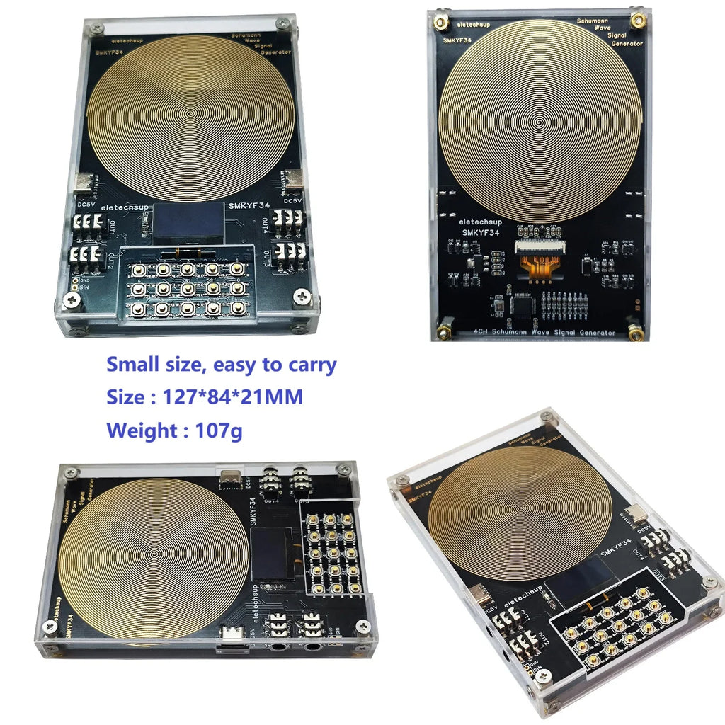 SMKYF34 4CH 0.01-500KHz High-Precision 7.83 Resonance Generator Ultra Low Frequency OLED Generator Resonator Meditation Sleep Aid Device