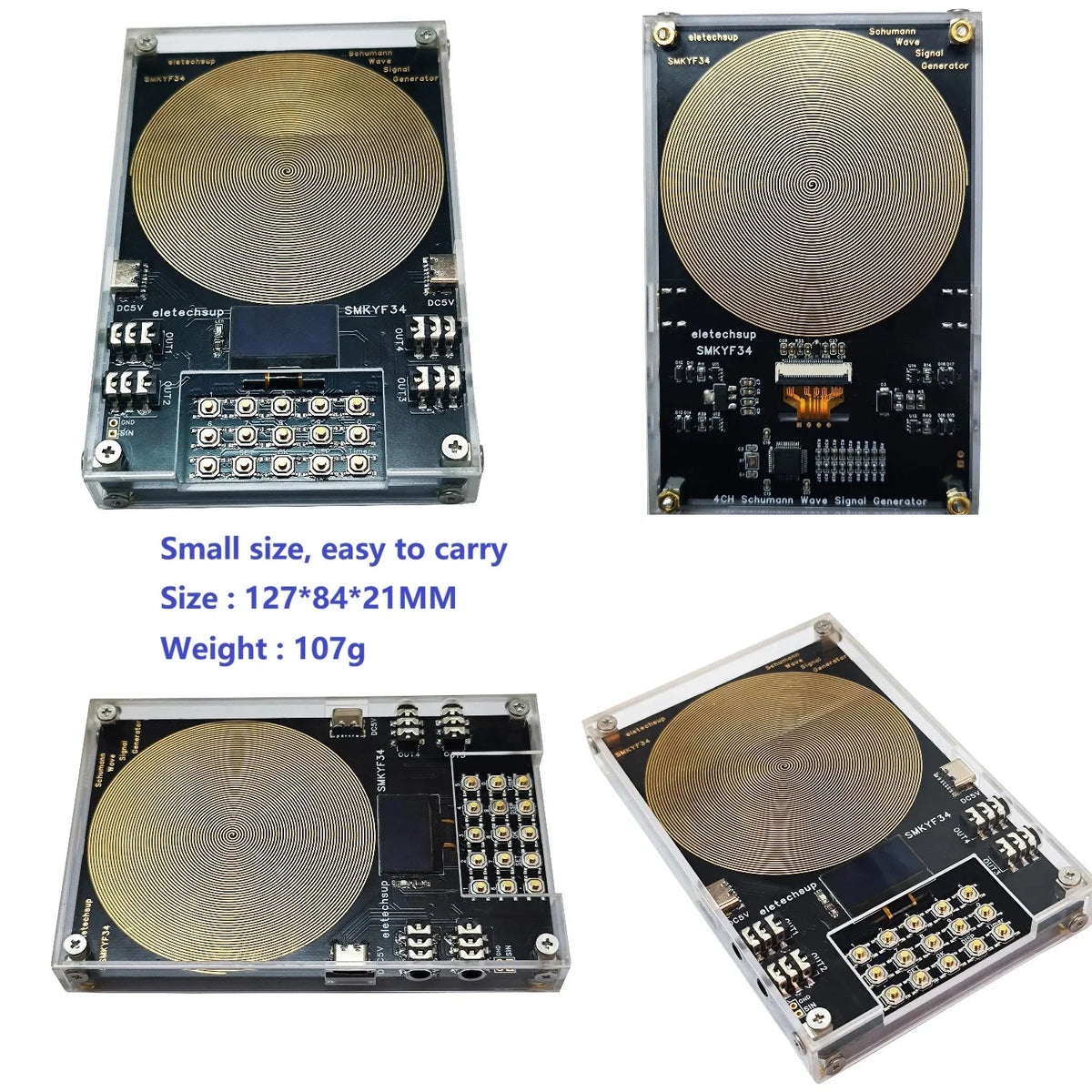 SMKYF34 4CH 0.01-500KHz High-Precision 7.83 Resonance Generator Ultra Low Frequency OLED Generator Resonator Meditation Sleep Aid Device