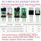 DD4012SA_PRO 1A DC-DC Buck Converter – 5-40V to 3V/3.3V/5V/12V Adjustable Step-Down Module for 18650 Li-ion LiFePO4 Battery Power
