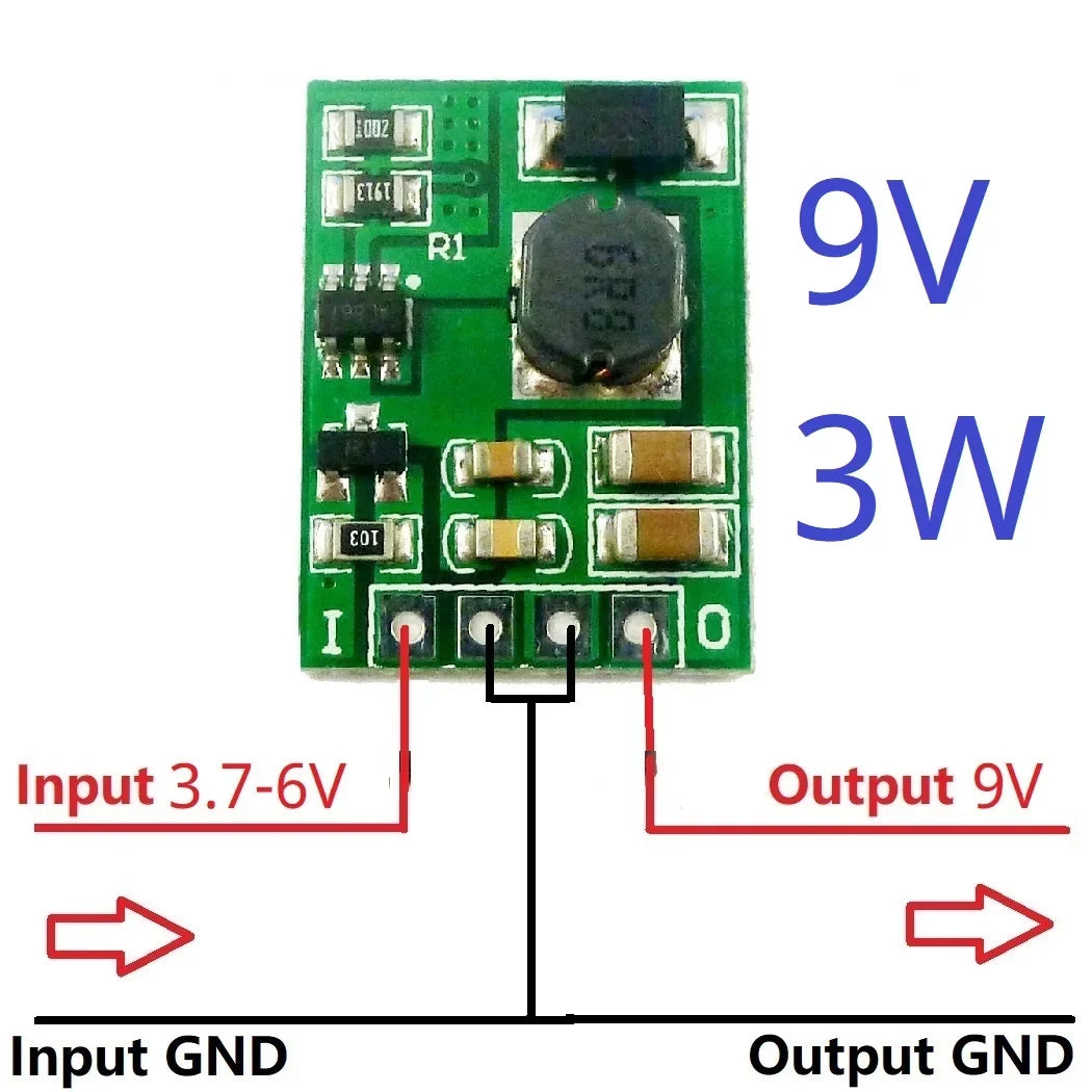 3.7V to 5V/6V/9V/12V DC-DC Boost Converter – Step-Up Voltage Regulator Module DDEN12MB_3400 for 18650 Li-ion Li-Po Battery Portable Power DIY