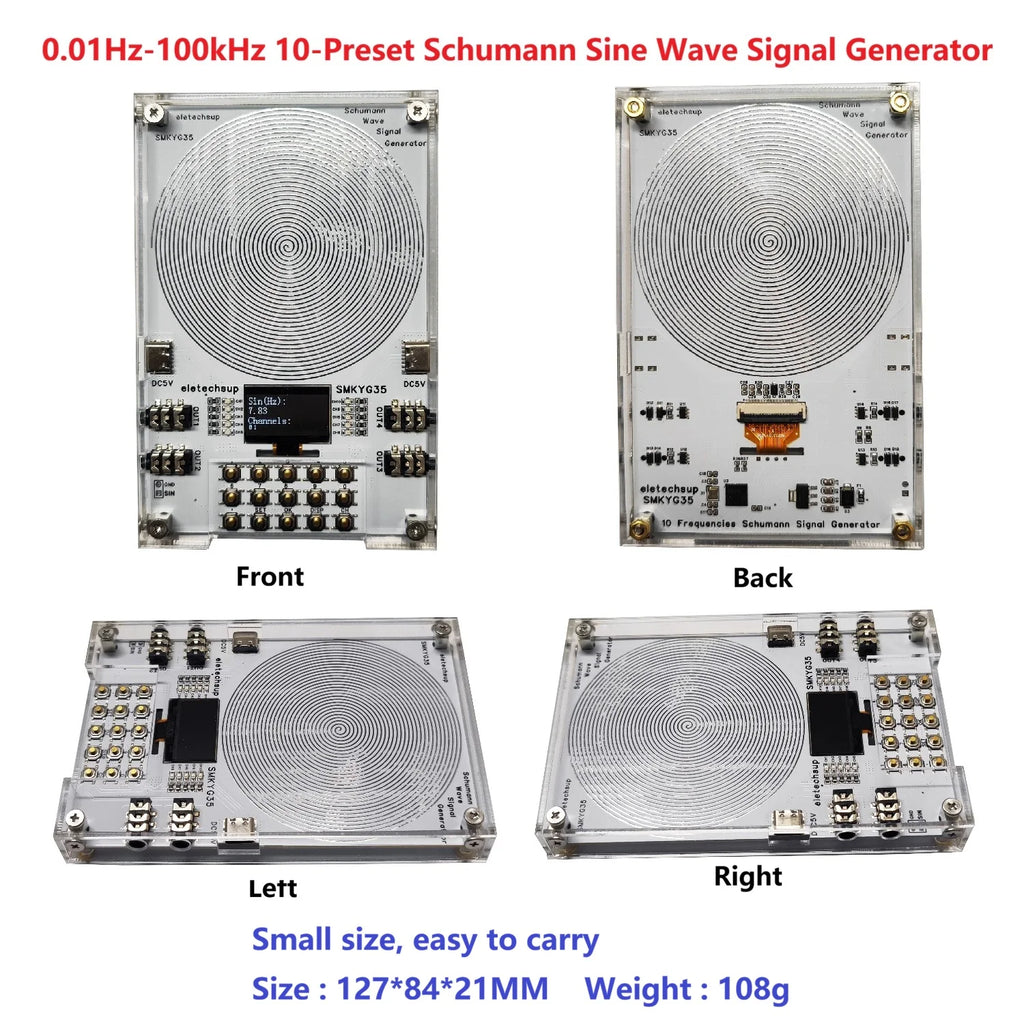 10CH Preset Frequency 0.01-100KHZ Adjustable Schumann Resonance Pure Sine Wave Signal Generator Meditation Sleep Aid Devices SMKYG35