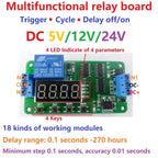 CE030 18-Mode Multifunction Timer Relay – DC 5-24V 10A Programmable Delay Switch with 0.1s-270h Adjustable Time for PLC Smart Home
