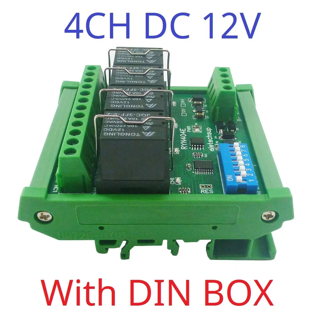 T73 Plug-in Relay Module – RS485 Modbus RTU Remote IO Controller with Momentary Latching Interlock Delay Switch for DIY Smart Home RYN404E RYN408F