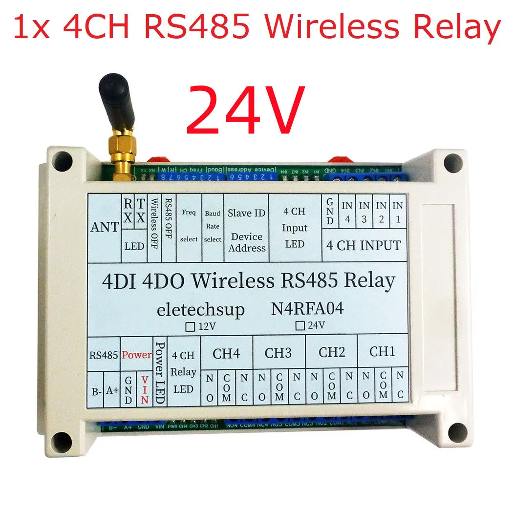 Master-Slave 433MHz Wireless RS485 Relay Board – RF Transceiver Module for Pump LED PTZ PLC Control DC 12-24V Home Automation RT5BF01 N4RFA04