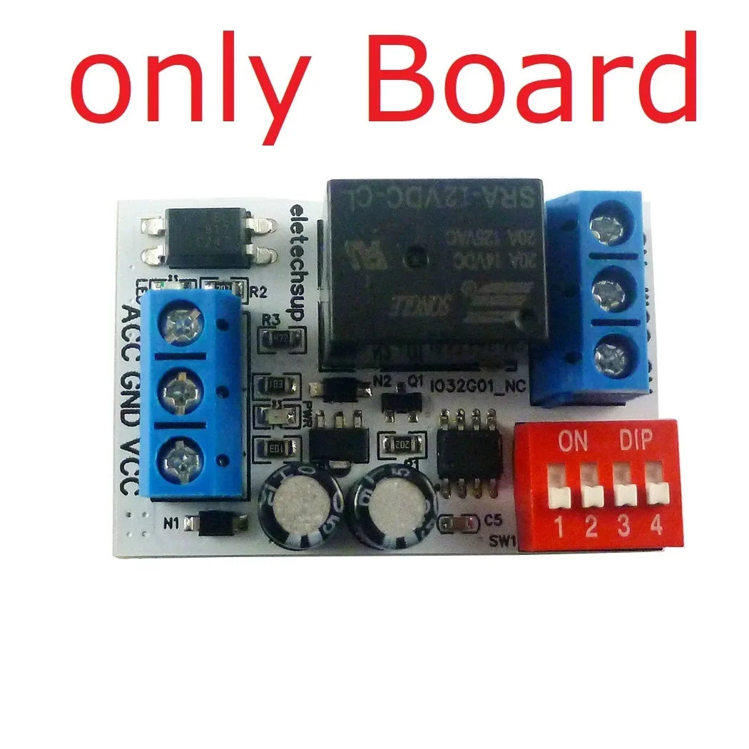 IO32G01_NC DC 12V ACC Trigger Delay Power-Off Relay Module – 20A Timing Switch for Dashcam Stereo Ambient Light Car Accessories