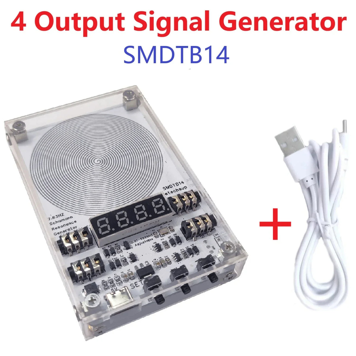 SMDTB14 4CH 7.83Hz Schumann Resonance Pure Sine Wave Generator Adjustable 0.01-9999Hz DAC Type-C Audio Output