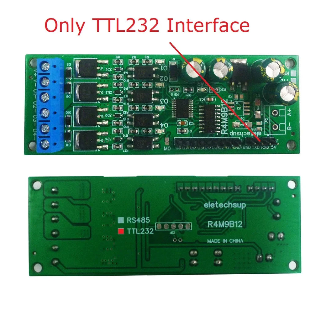 R4W9B12 4CH MOS Tube Output Control Board – RS485 Modbus RTU PLC Expansion Module with 3A NPN Output for LED Dimmer Valve Driver DC 6-25V