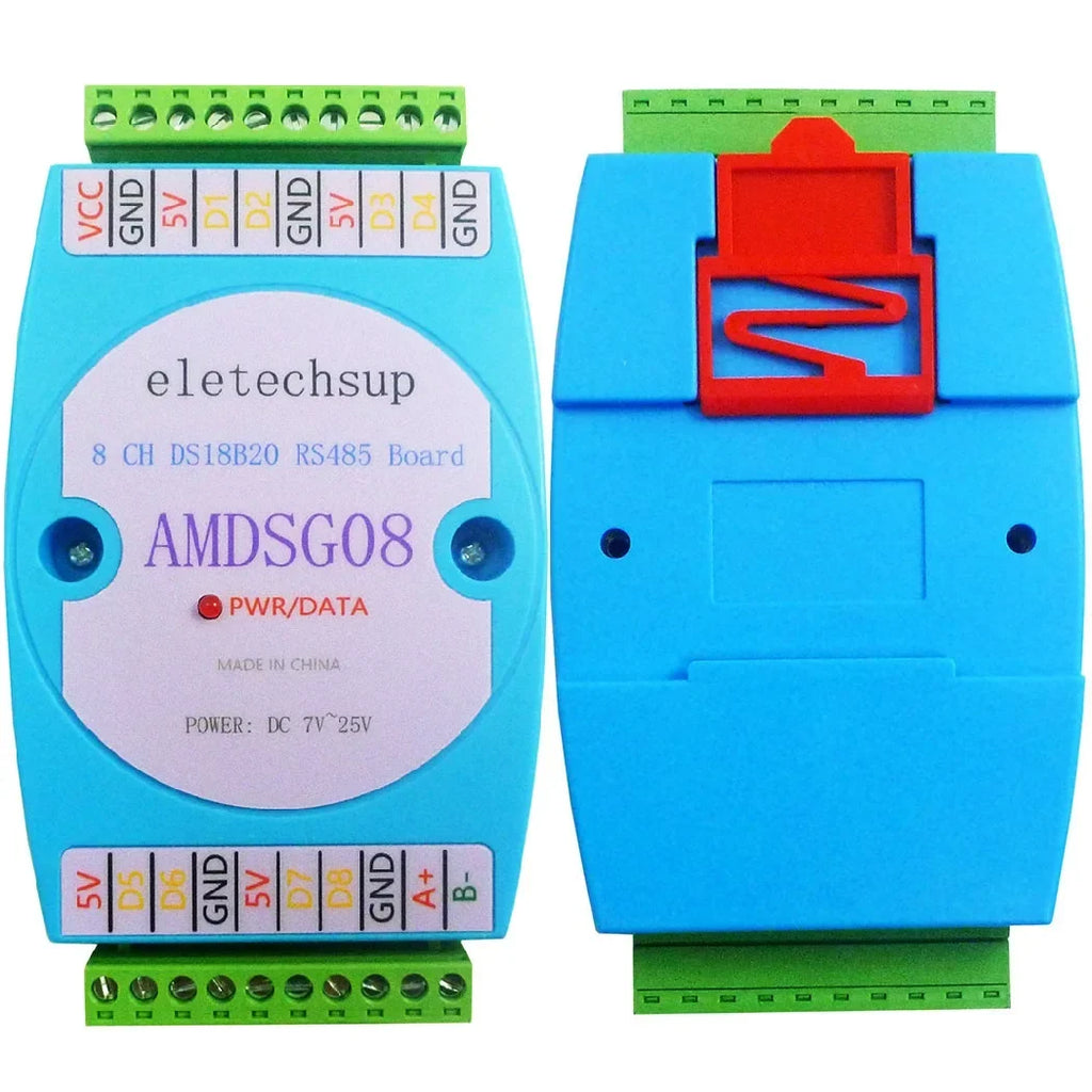 AMDSG08 8CH DS18B20 Temperature Acquisition Module – RS485 Modbus RTU with ±0.5°C Accuracy for PLC SCADA Industrial Automation