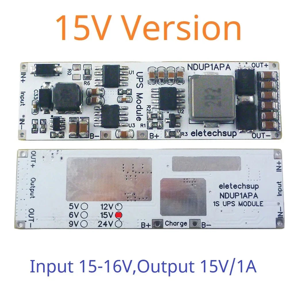 NDUP1APA 15W 2-in-1 UPS Module – 5-24V Uninterruptible Power Supply with 3.7V/4.2V Li-ion Battery Charger & Booster for Router PLC IoT