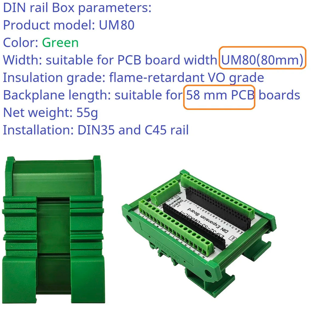 DNDINS3 ESP32-S3 Screw Terminal Expansion Module DIN Rail Mount Adapter 3.96mm 26-16AWG Wire Range Industrial IoT DIY