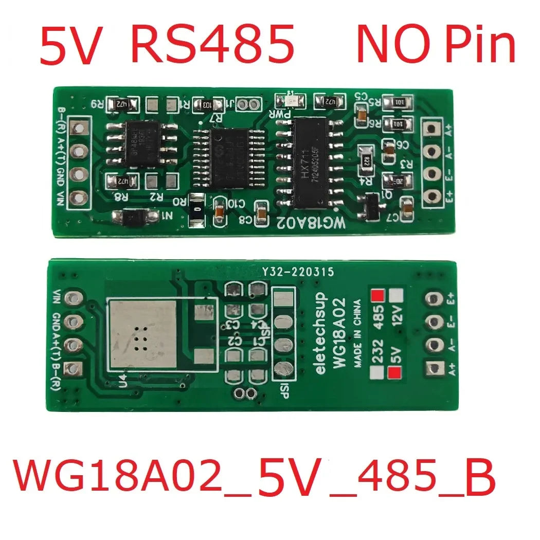 WG18A02 HX711 RS485 Modbus RTU Weight Sensor Module – 24-bit ADC Electronic Scale Board with 5V/12V Input for PLC SCADA