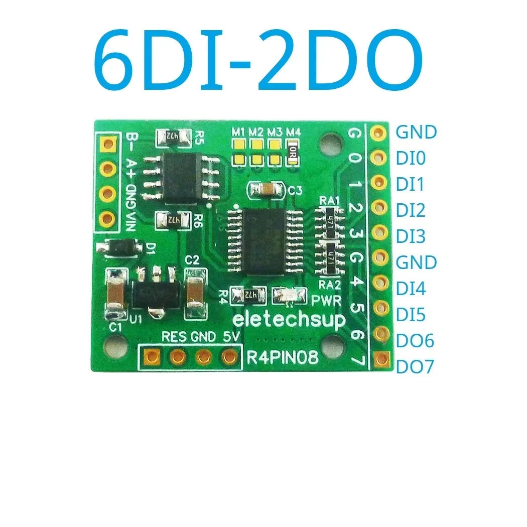 R4PIN08 8CH Multifunction RS485 IO Core Board – 2.54mm Pin Configurable Digital Input Output Module Modbus RTU for PLC HMI Remote IO Expansion