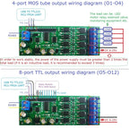 R4W9B12 4CH MOS Tube Output Control Board – RS485 Modbus RTU PLC Expansion Module with 3A NPN Output for LED Dimmer Valve Driver DC 6-25V