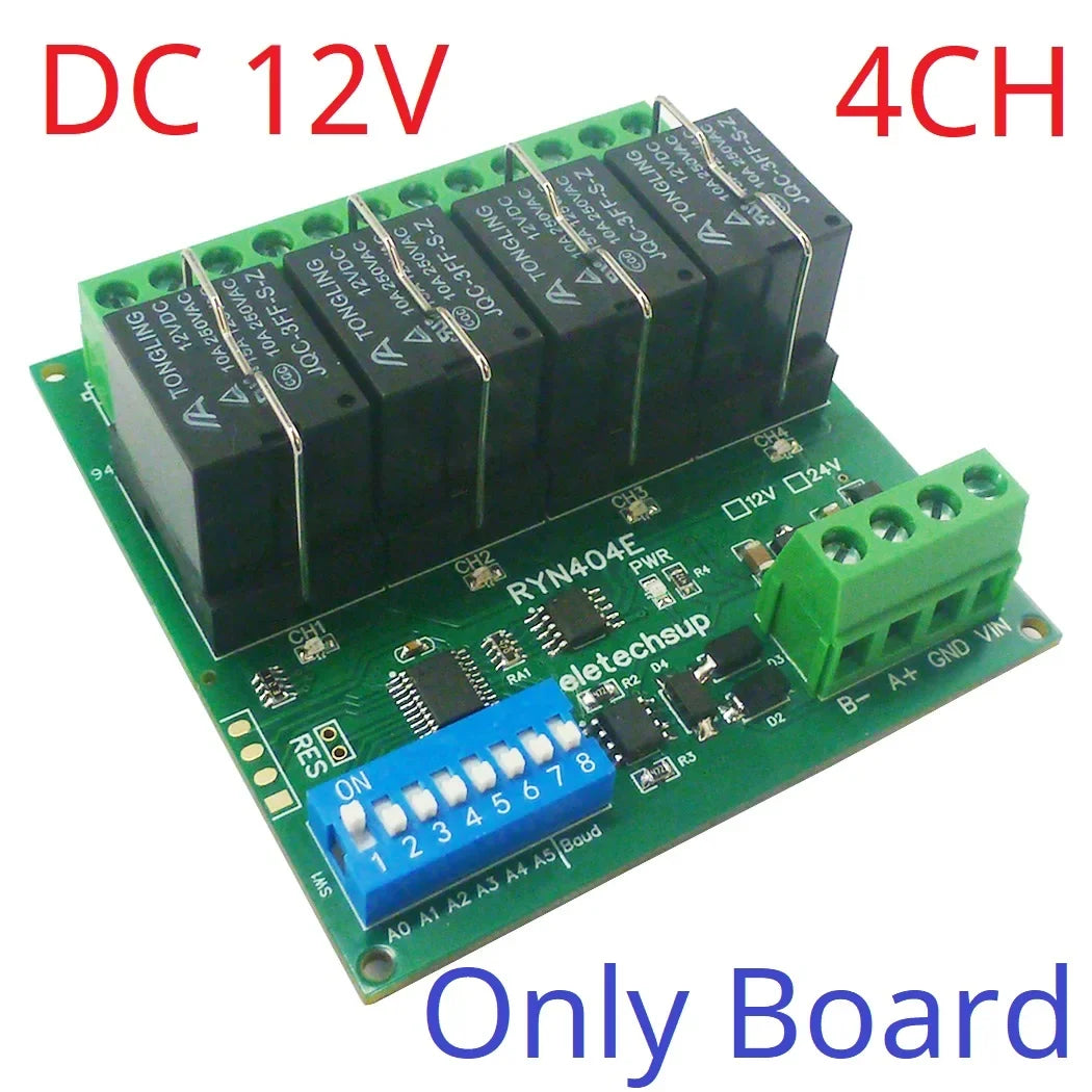 T73 Plug-in Relay Module – RS485 Modbus RTU Remote IO Controller with Momentary Latching Interlock Delay Switch for DIY Smart Home RYN404E RYN408F