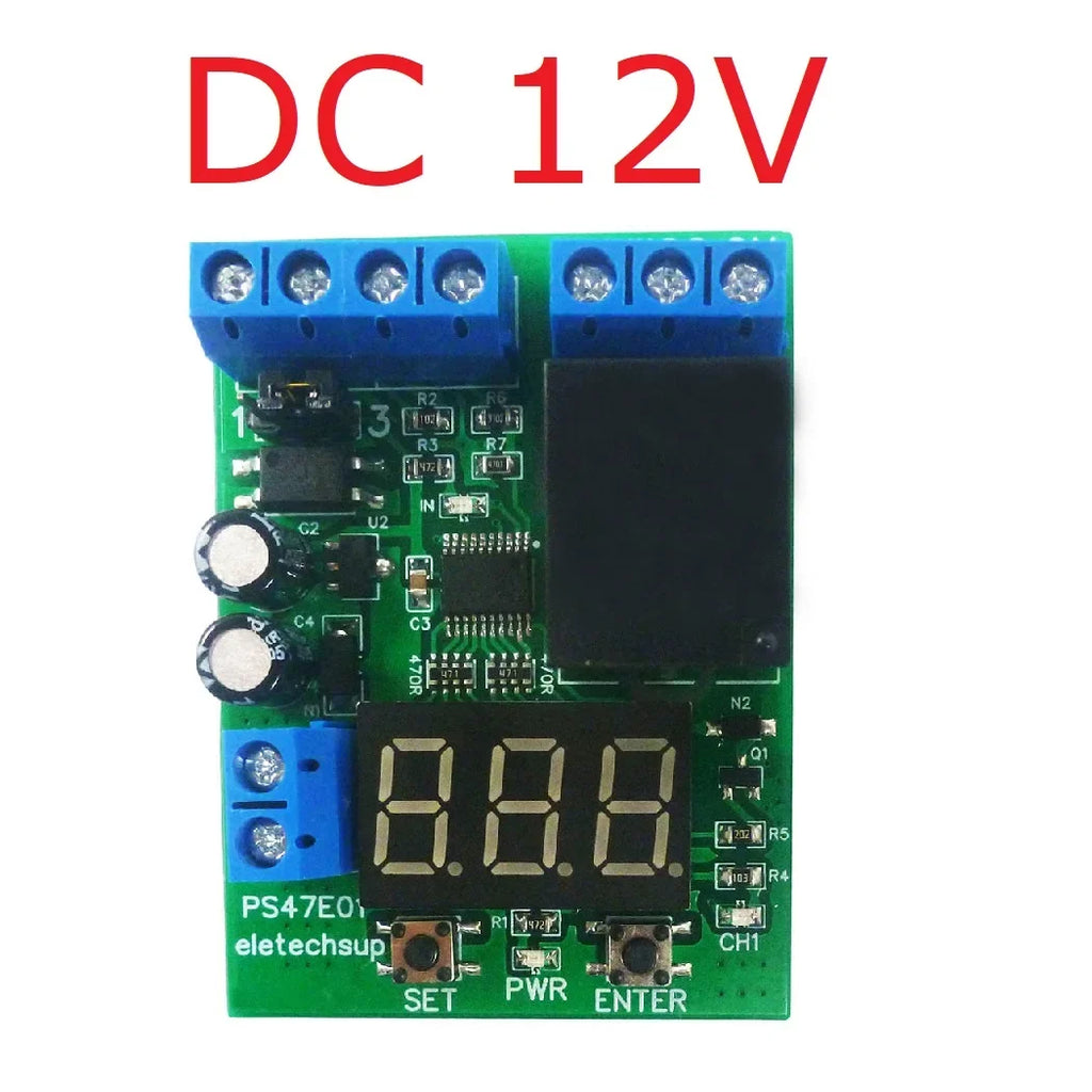 PS47E01 DC 12V/24V Voltage Detection Relay Module – 0-99.9V ±0.1V Accuracy Over/Under Voltage Monitor with 10A Output & 0-999Min Timer