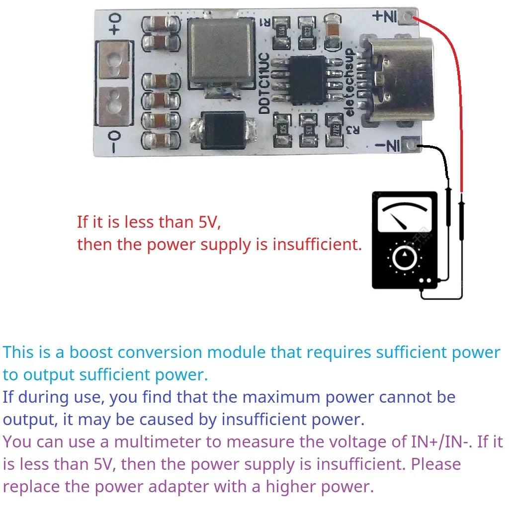 DDTC11UC 14W Type-C 5V to 6V 8.4V 9V 12V Step-Up DC-DC Boost Converter Voltage Regulator Module for DIY Arduino Mobile Charger