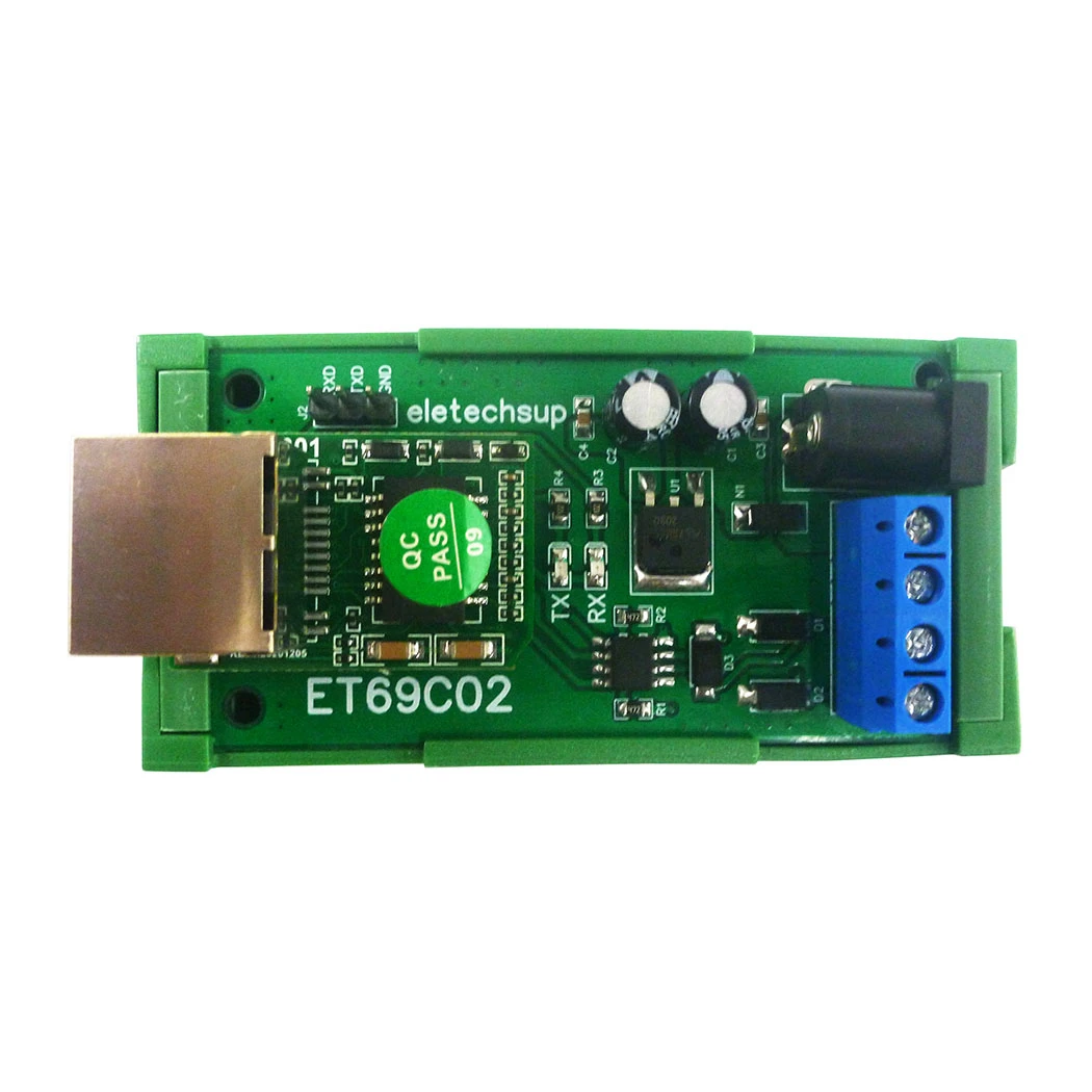 ET69C02 with Rail Box Ethernet Network IP RJ45 to RS485 Bus Converter for Modbus RTU Master Slave TCP Client Server MQTT PLC