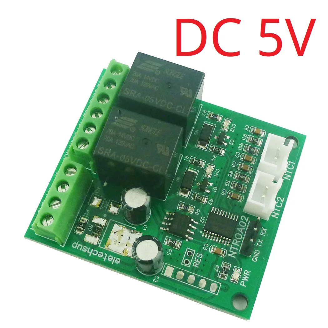 NTROA02_5V 2 IN 1 NTC Relay Multifunctional Temperature Acquisition Module TTL232 RS485 Analog Digital PLC IO Expanding Board DC 5V 12V 24V